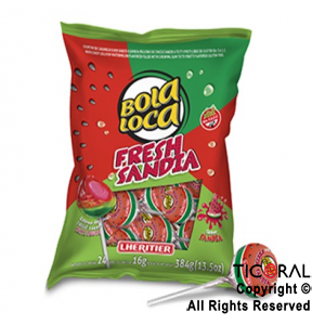 CHUPETIN BOLALOCA FRESH SANDIA PARTY X 24 UNIDADES (16GR C/U) x 1
